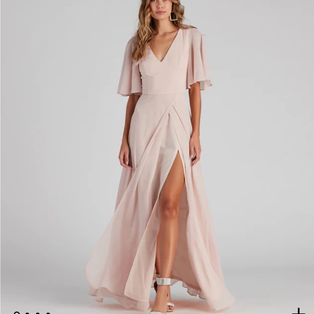 Windsor Maxi Flutter Sleeve Slit Dress